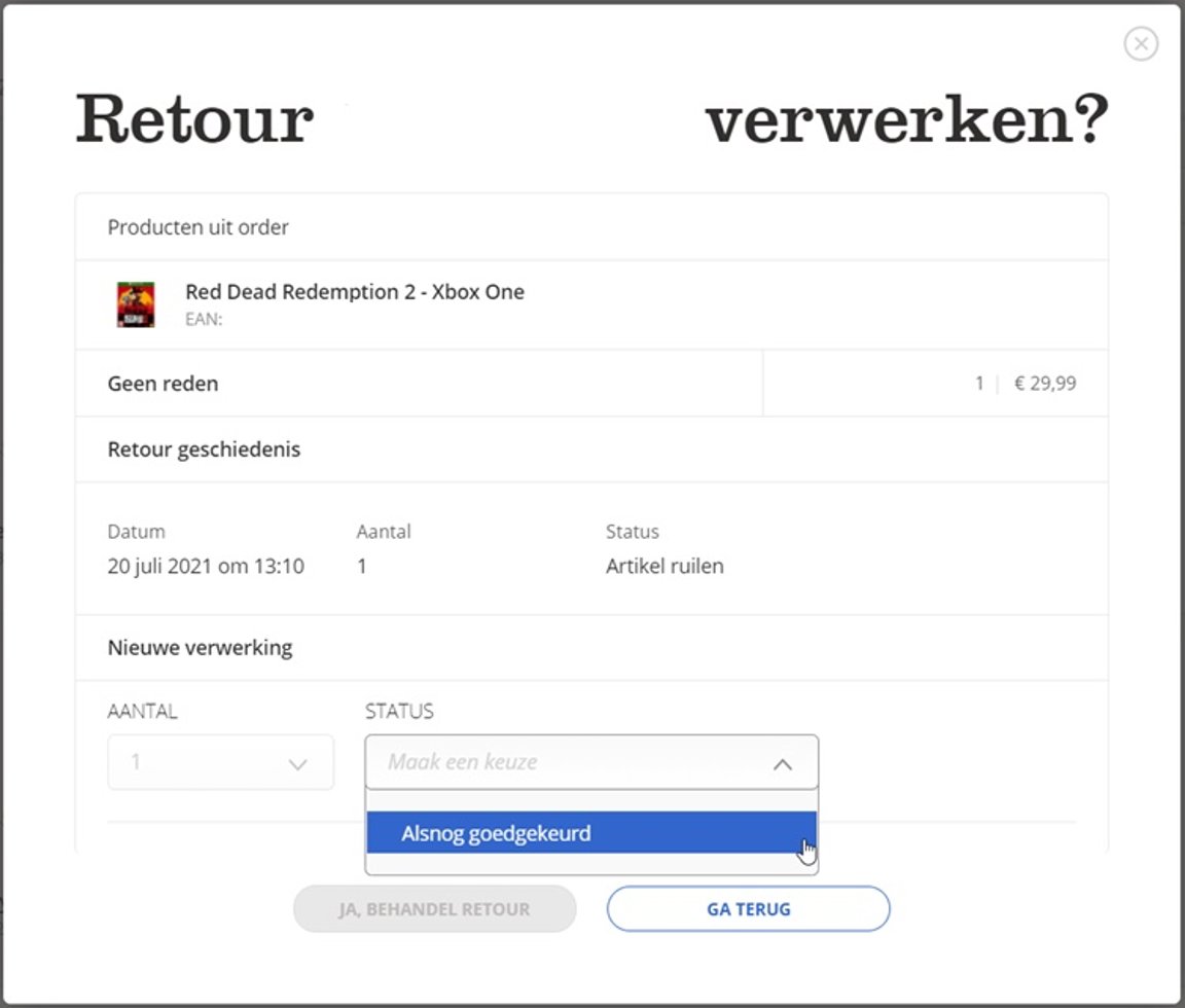 Retour verwerken