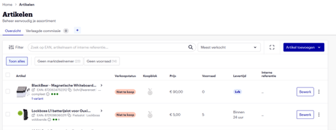Example adding items.
