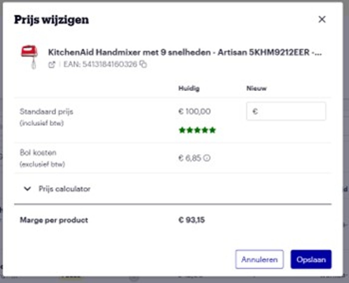 Prijs wijzigen