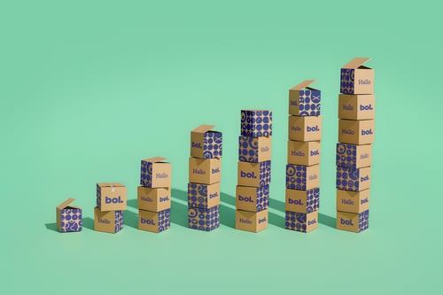 A stack of boxes getting taller from left to right