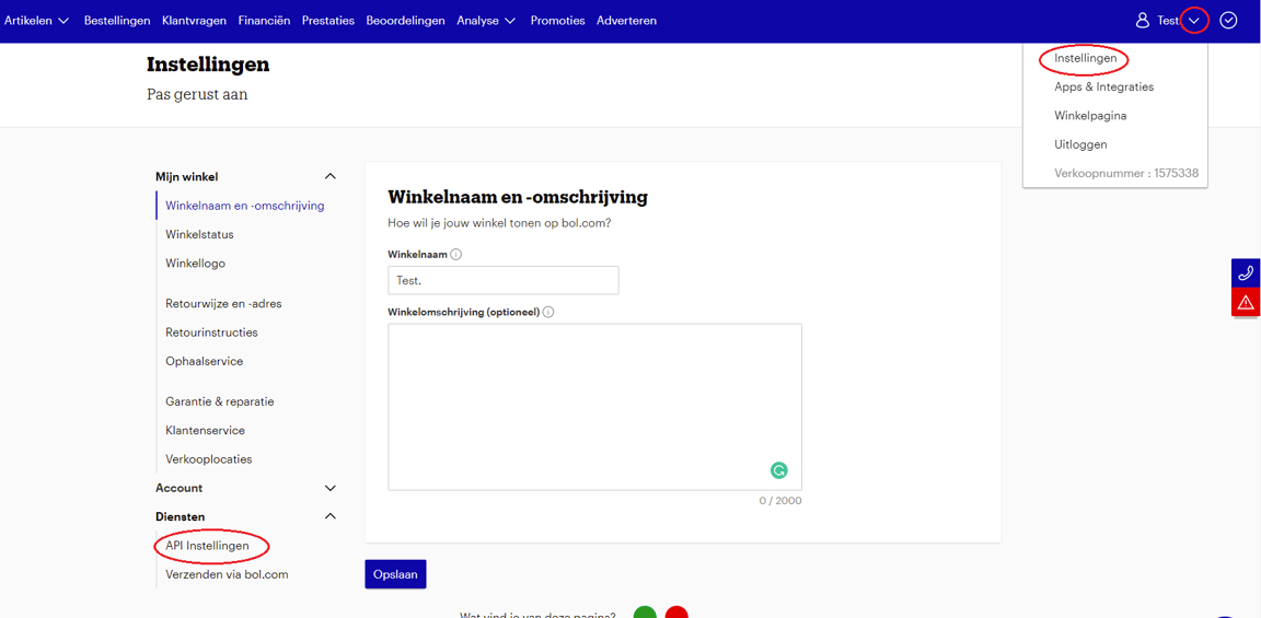 Open API settings