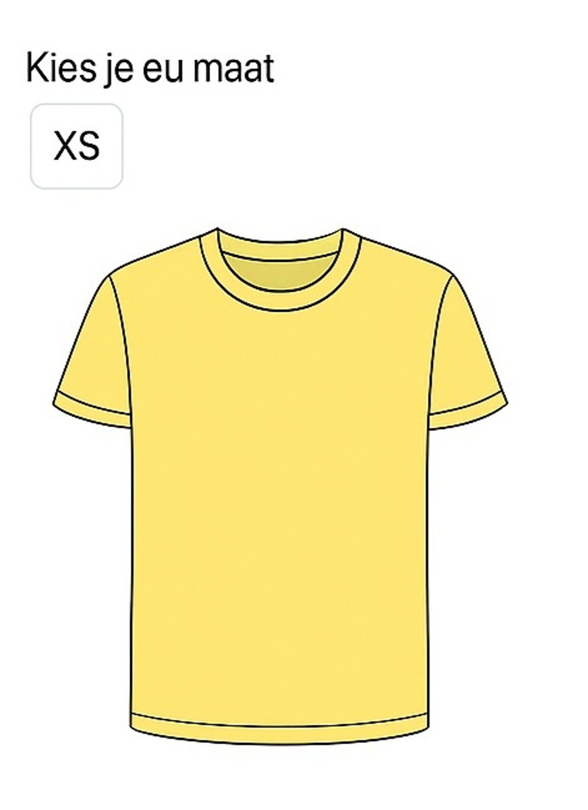 Hier sehen Sie ein gelbes T-Shirt, das nur in einer Größe erhältlich ist