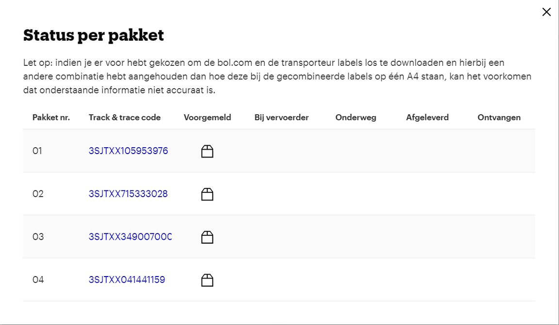 Status per package.