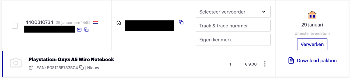 Example of order processing.