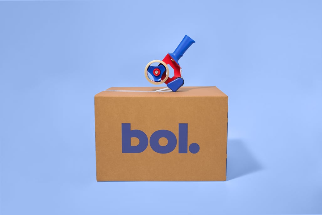 Bol box with packaging tape on top