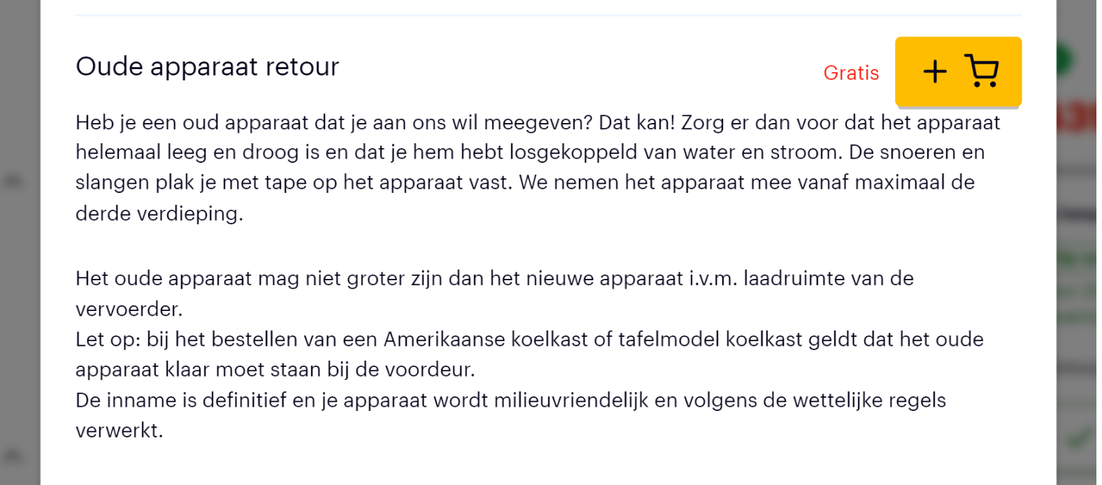 Oude apparaat retour