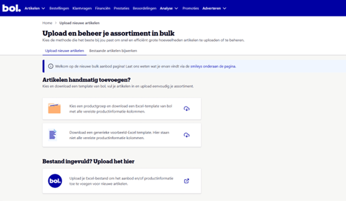 Artikelen toevoegen in bulk