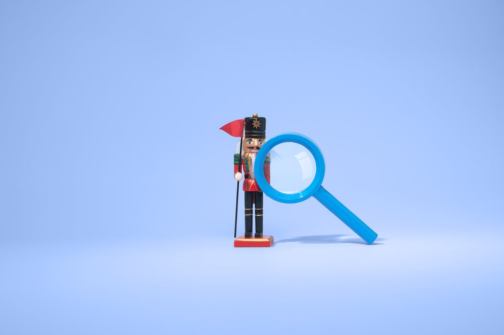 Magnifying glass and nutcracker