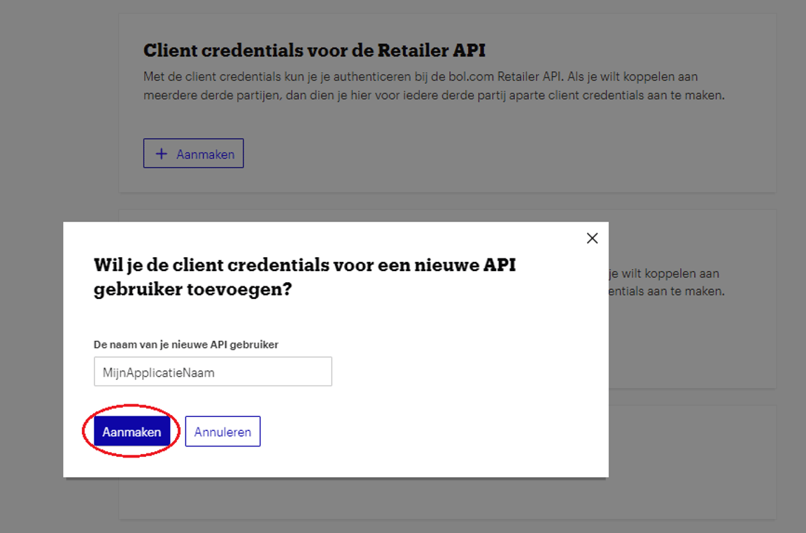Client credentials for the Retailer API