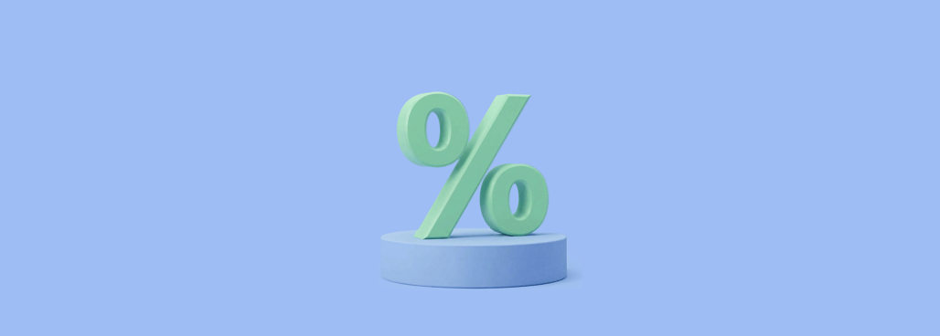 a percentage sign on a blue background