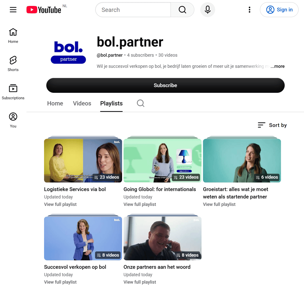 Screenshot von Partner-YouTube