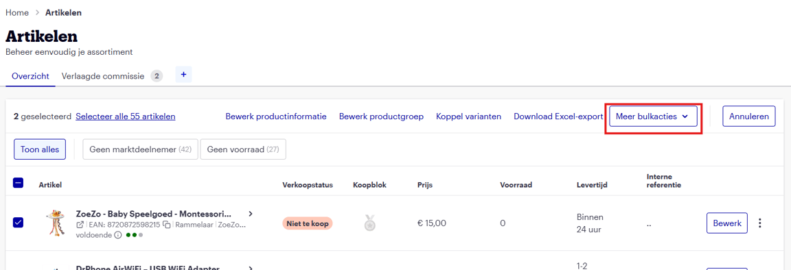 Example of a bulk action.