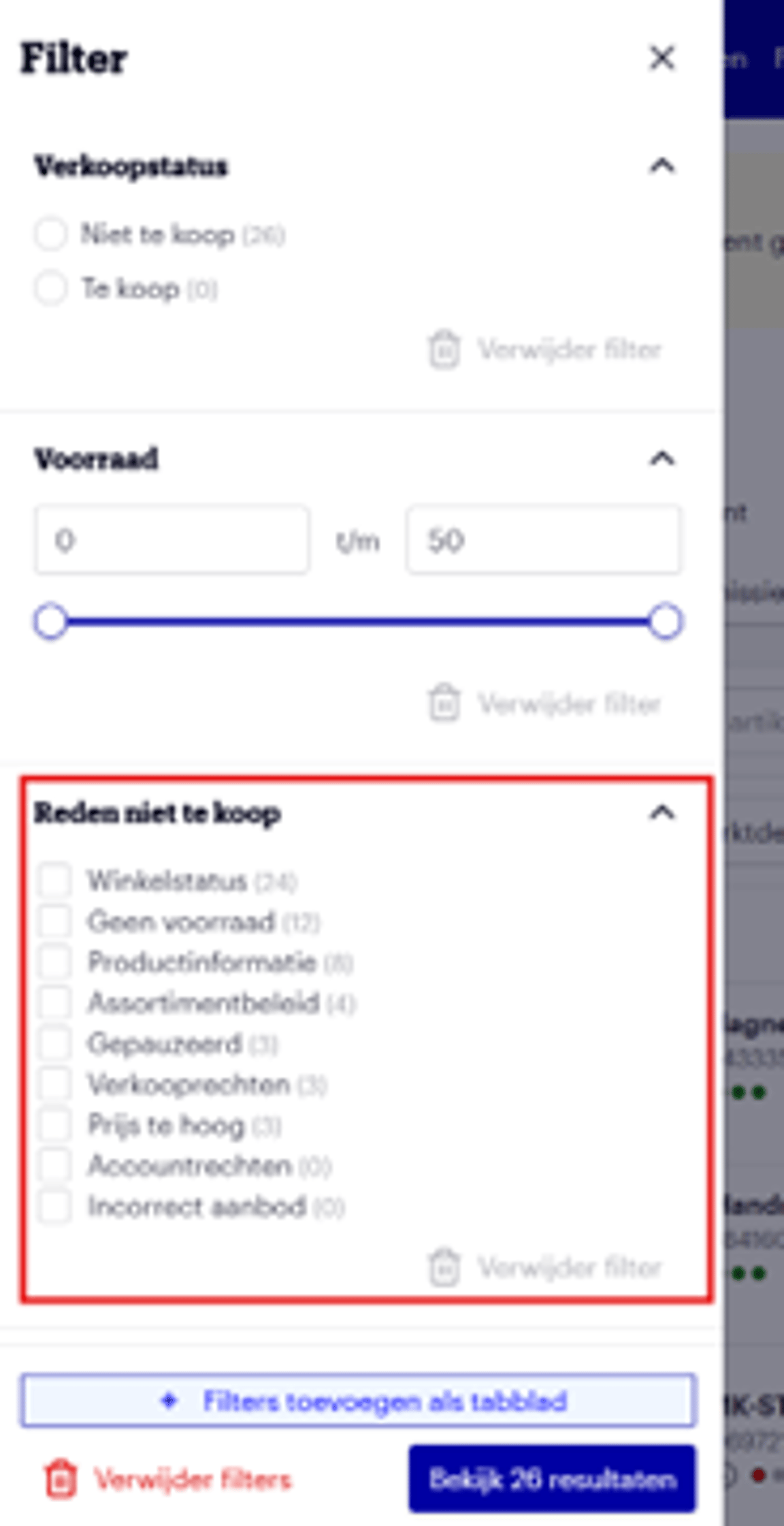Filtering items