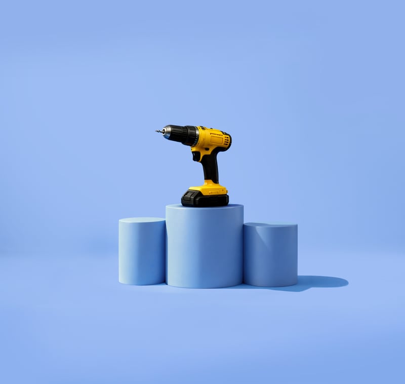 screwdrivers on pillar with blue background