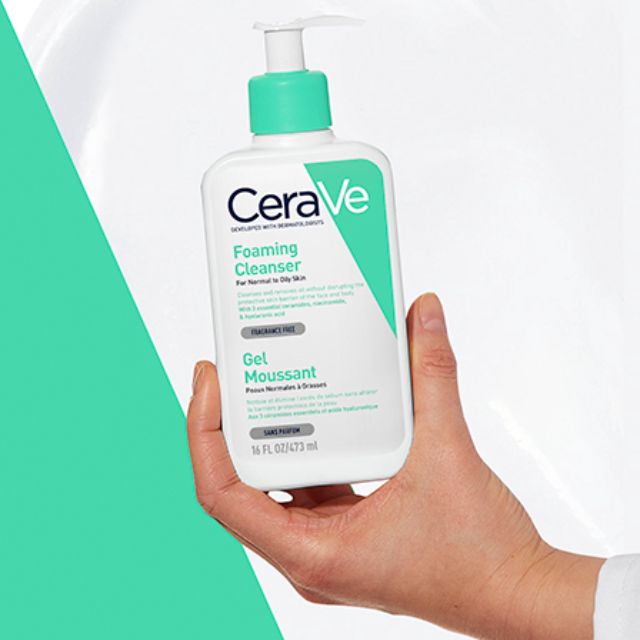 CeraVe Foaming cleanser in hand