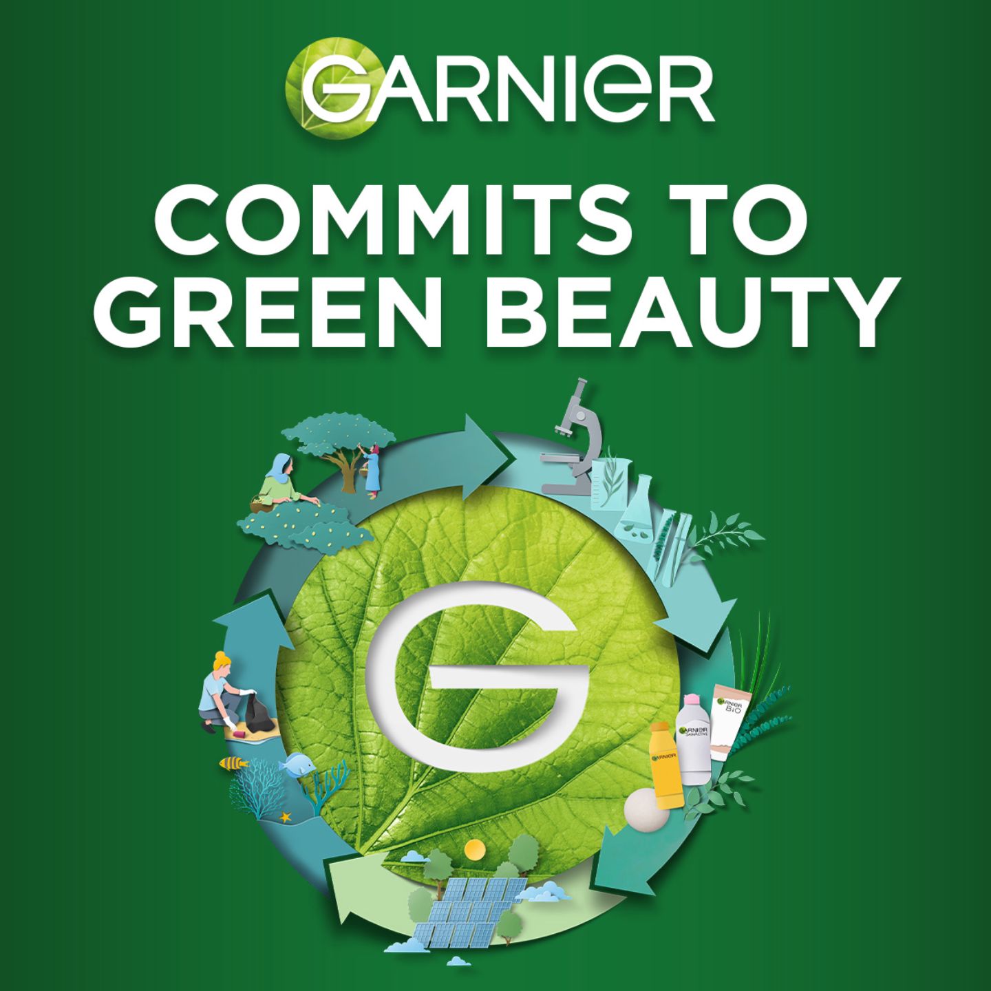 Garnier commits to green beauty banner met logo van garnier